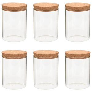 vidaXL 6 pcs Pots de conservation en verre et couvercle en li&egrave;ge 650ml