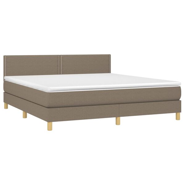 vidaXL Sommier &agrave; lattes de lit avec matelas LED Taupe 160x200 cm Tissu