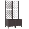 vidaXL Bac de jardin avec treillis et roues Marron 80 x 40 x 146 cm PP