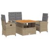 vidaXL Ensemble &agrave; manger de jardin coussins 4 pcs beige r&eacute;sine tress&eacute;e