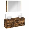 vidaXL Ensemble de mobilier de salle de bain 4 pcs Ch&ecirc;ne fum&eacute;