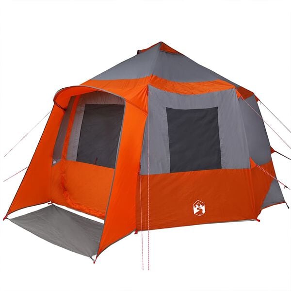vidaXL Tente Cabane avec toit Gris et orange 405 x 405 x 273 cm
