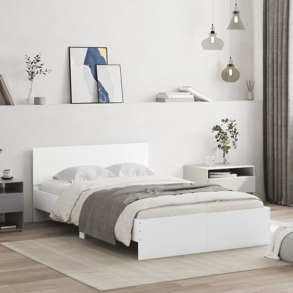 vidaXL Cadre de lit sans matelas blanc 135x190 cm