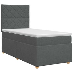 vidaXL Lit boxspring avec matelas Gris fonc&eacute; Simple Tissu