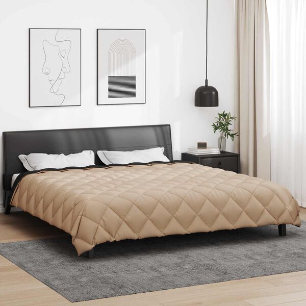 vidaXL Duvet d'hiver Noir et Taupe 240 x 260 cm Microfibre