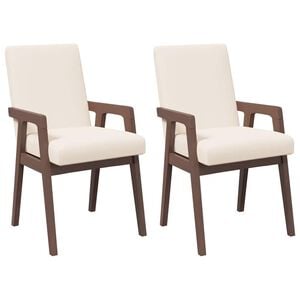 vidaXL Chaises de salle &agrave; manger avec coussins (2 pcs) bois massif marron caoutchouc