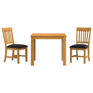 vidaXL Ensemble de salle &agrave; manger 3 pc Noir Bois de ch&ecirc;ne massif
