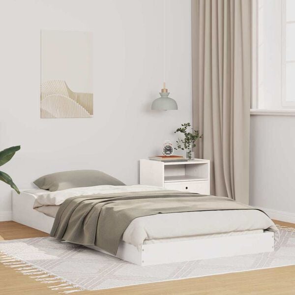 vidaXL Cadre de lit Blanc 100 x 200 cm Pin massif