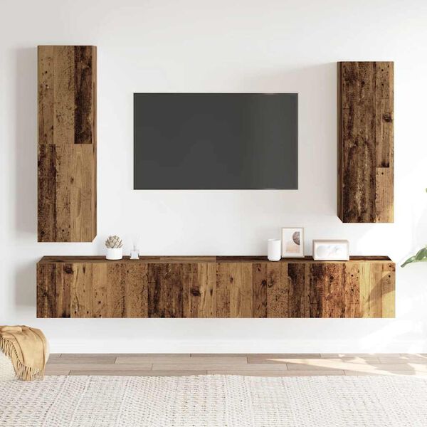 vidaXL Ensemble de meuble TV mural 4 pcs vieux bois bois d'ing&eacute;nierie