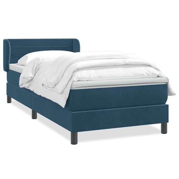 vidaXL Sommier &agrave; lattes de lit et matelas bleu fonc&eacute; 80x210 cm velours