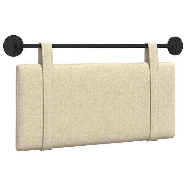 vidaXL T&ecirc;te de lit suspendue Montage mural Cr&egrave;me 100 x 55 x 5 cm tissu