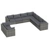 vidaXL Salon de jardin 9 pcs avec coussins Gris R&eacute;sine tress&eacute;e