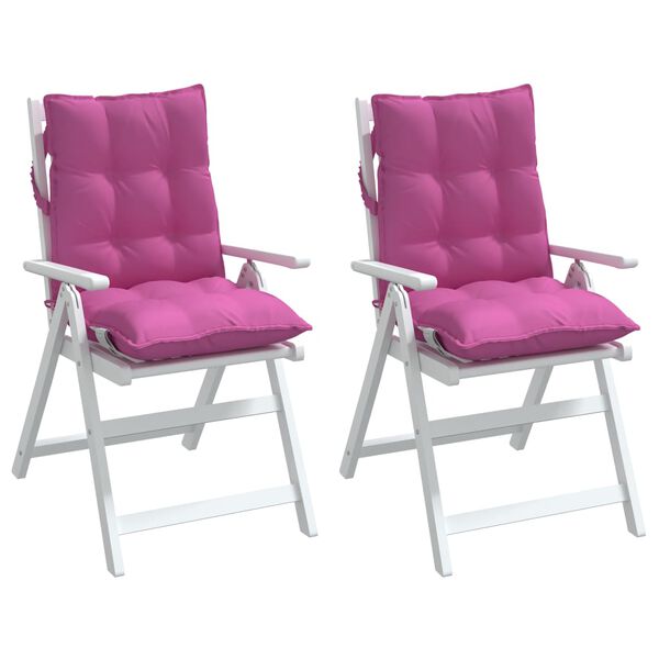 vidaXL Coussins de chaise &agrave; dossier bas lot de 2 rose tissu oxford