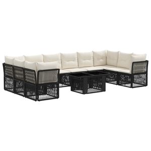 vidaXL Ensemble de canap&eacute; de jardin 11 pc Noir polyrotin
