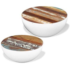 vidaXL Ensemble de 2 tables basses Forme de bol Bois de r&eacute;cup&eacute;ration