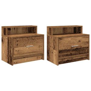 vidaXL Tables de chevet avec tiroir 2 pcs vieux bois 51x31x47 cm