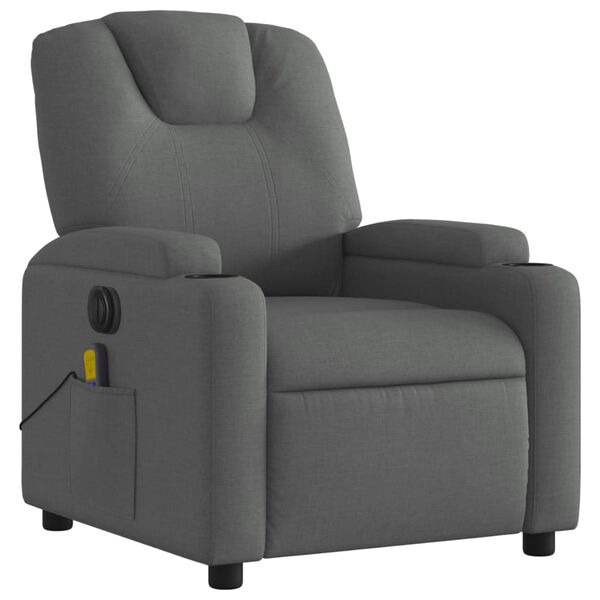 vidaXL Fauteuil inclinable de massage &eacute;lectrique gris fonc&eacute; tissu