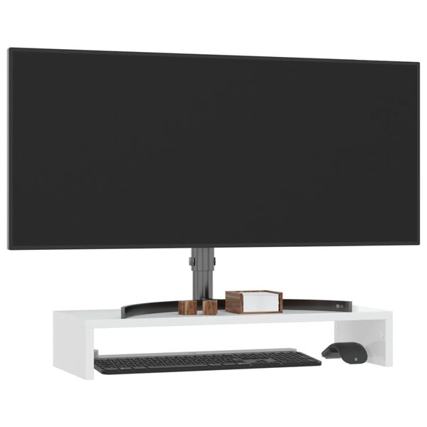 vidaXL Support de moniteur Blanc brillant 60x23,5x12cm Bois ingénierie