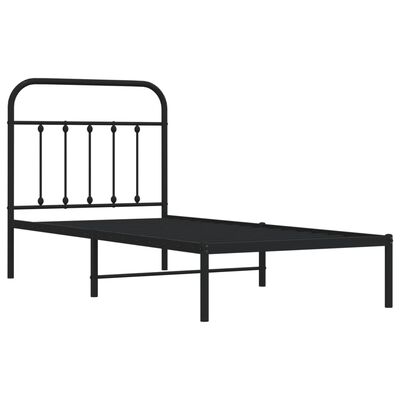 vidaXL Cadre de lit métal sans matelas avec tête de lit noir 90x200 cm