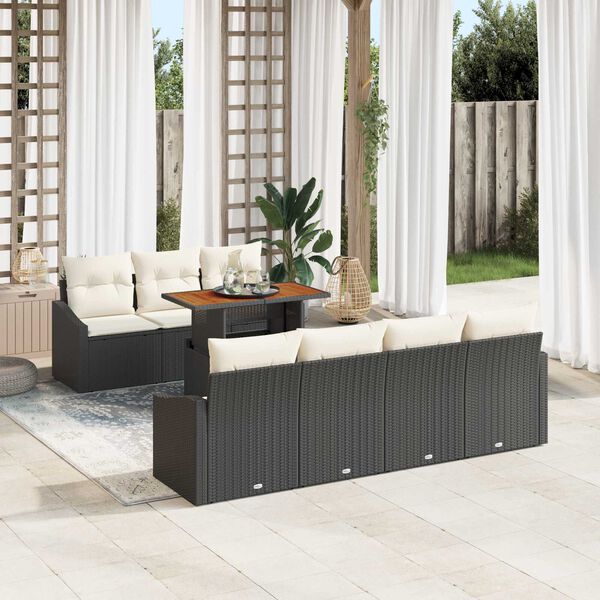 vidaXL Ensemble de canap&eacute; de jardin 8 pcs Noir Poly rotin