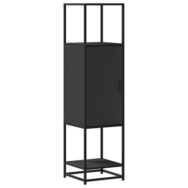 vidaXL Buffet haut noir 35,5x35x139 cm bois d'ing&eacute;nierie et m&eacute;tal