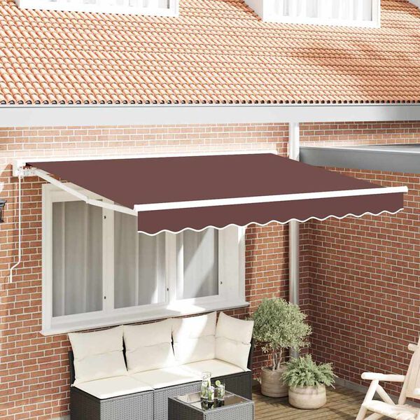 vidaXL Cadre d'auvent Marron 350 x 200 cm Polyester avec rev&ecirc;tement PU