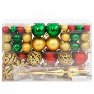 vidaXL Ensemble de boules de No&euml;l 112 pcs rouge vert dor&eacute; polystyr&egrave;ne