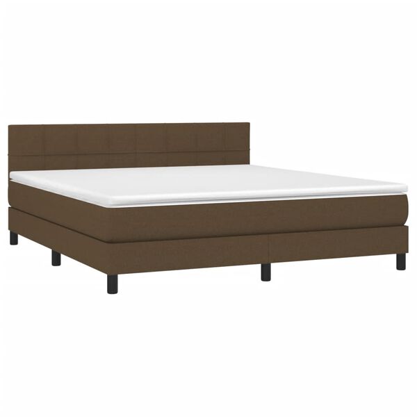 vidaXL Sommier &agrave; lattes de lit matelas et LED Marron fonc&eacute; 180x200cm