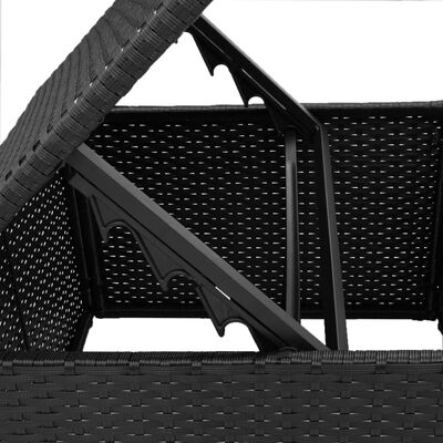 vidaXL Tabouret de jardin avec coussin noir 55x55x37 cm résine tressée