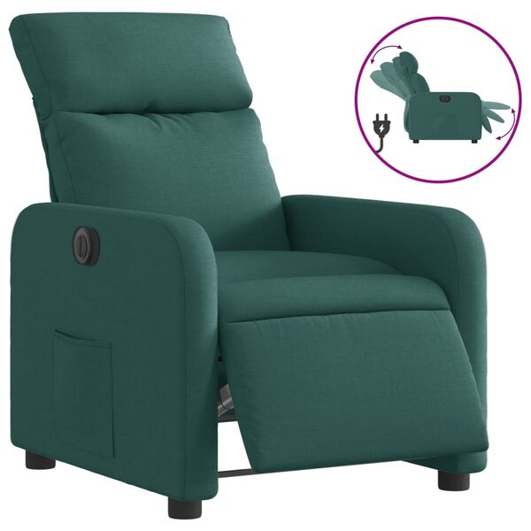vidaXL Fauteuil inclinable &eacute;lectrique Vert fonc&eacute; Tissu