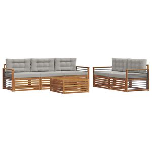 vidaXL Ensemble de canap&eacute;s d'ext&eacute;rieur 6 pcs Gris Naturel et Clair