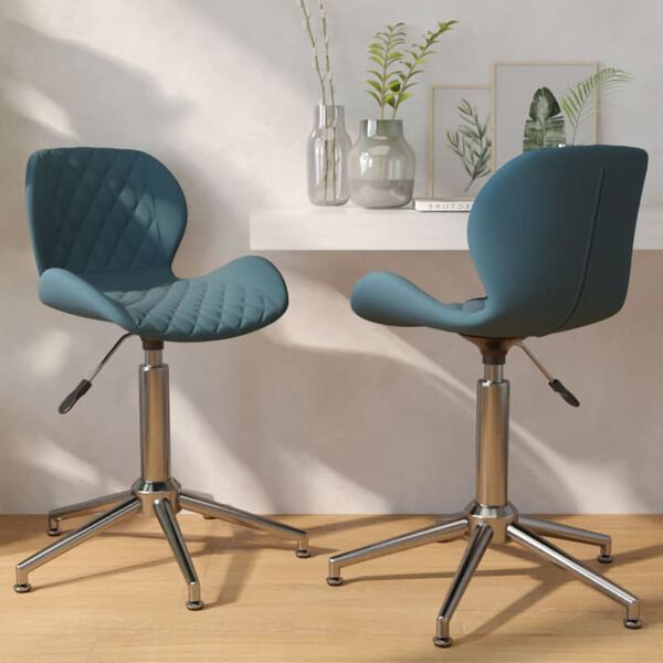 vidaXL Chaises pivotantes &agrave; manger lot de 2 bleu velours