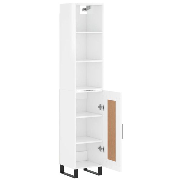 vidaXL Buffet haut Blanc brillant 34,5x34x180 cm Bois d'ing&eacute;nierie