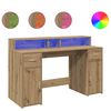 vidaXL Bureau avec lumi&egrave;res LED ch&ecirc;ne artisanal bois d'ing&eacute;nierie