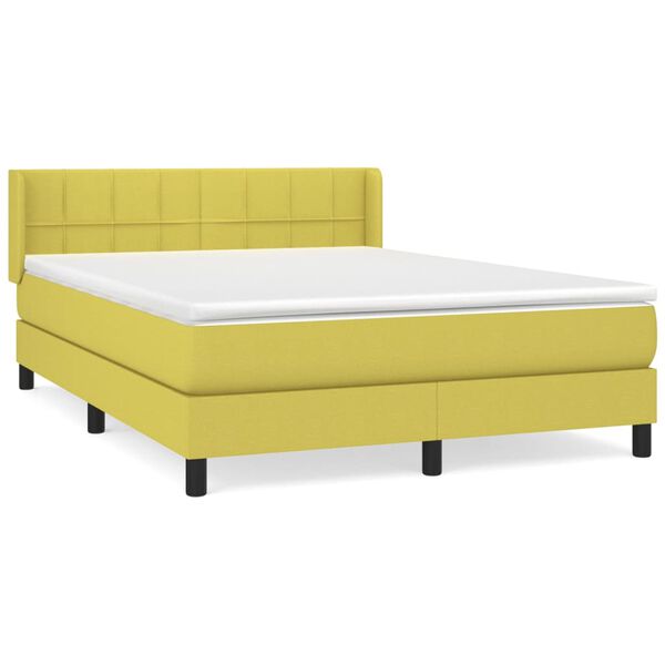 vidaXL Sommier &agrave; lattes de lit avec matelas Vert 140x200 cm Tissu