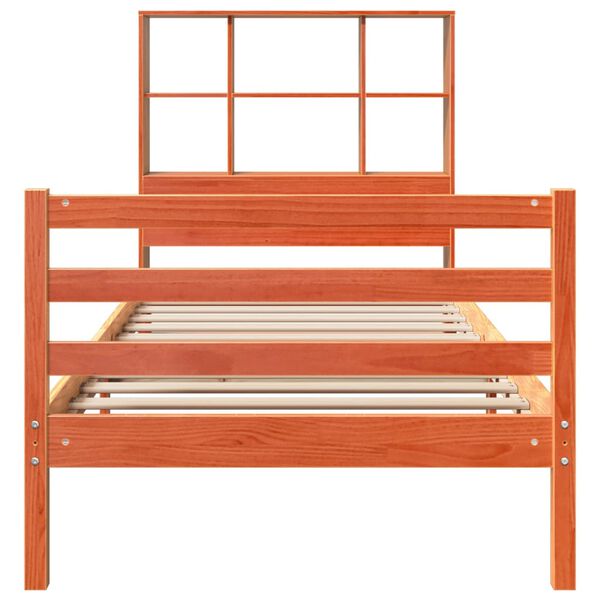 vidaXL Lit bibliothèque sans matelas cire marron 100x200cm bois massif