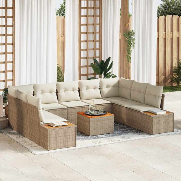 vidaXL Ensemble de canap&eacute; de jardin 5 pcs Beige et cr&egrave;me Polyrotin