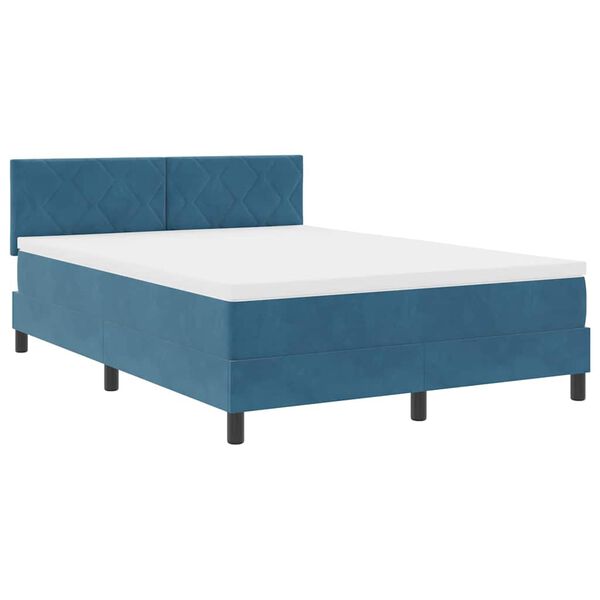 vidaXL Lit &agrave; ressorts avec matelas Bleu fonc&eacute; 160 x 200 cm Velours