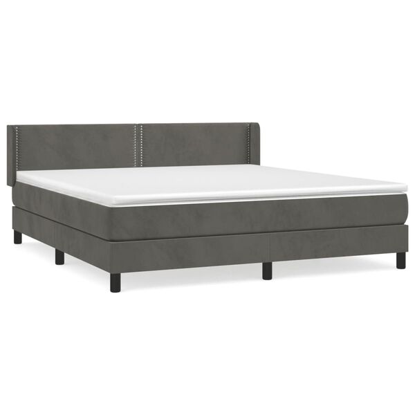 vidaXL Sommier &agrave; lattes de lit et matelas Gris fonc&eacute; 160x200cm Velours