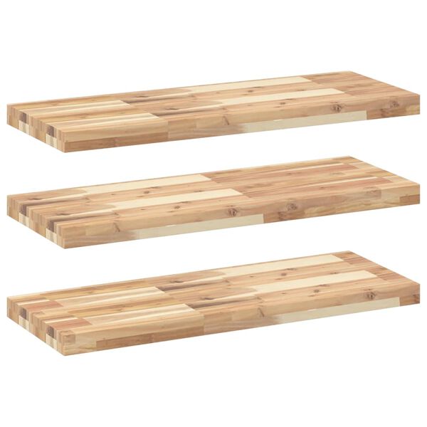 vidaXL &Eacute;tag&egrave;res flottantes 3 pcs 100x30x4 cm acacia massif non trait&eacute;