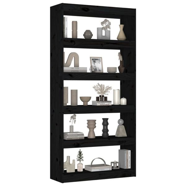 vidaXL Bibliothèque/Séparateur de pièce Noir 80x30x167,4 cm Pin massif