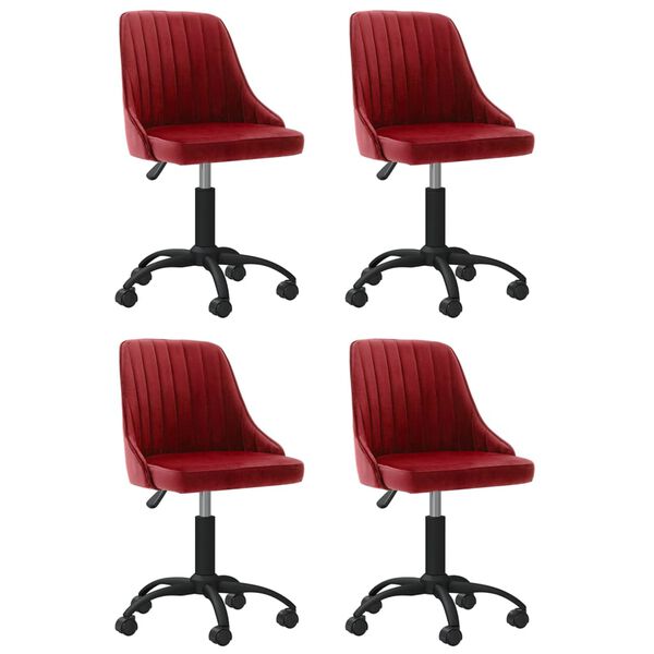 vidaXL Chaises &agrave; manger pivotantes lot de 4 rouge bordeaux velours