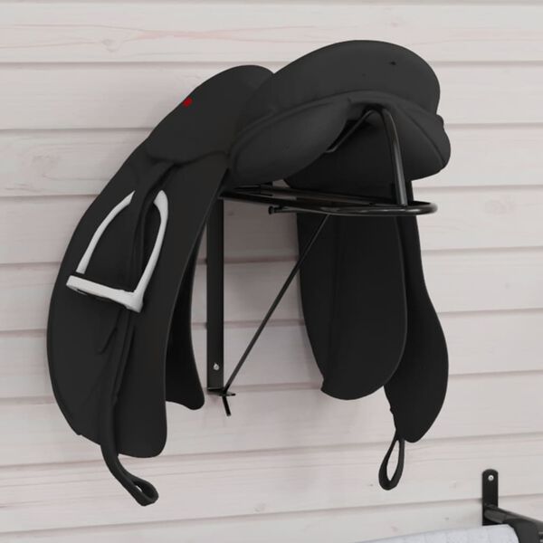 vidaXL Porte-selle pliable mural noir fer