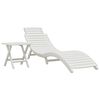 vidaXL Chaise longue avec table blanc bois massif d'acacia