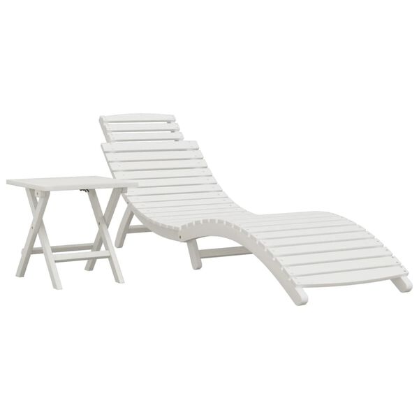 vidaXL Chaise longue avec table blanc bois massif d'acacia