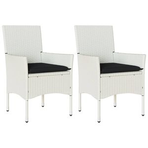 vidaXL Chaises de jardin avec coussins lot de 2 blanc r&eacute;sine tress&eacute;e