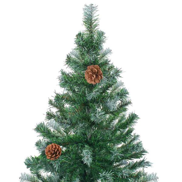 vidaXL Arbre de No&euml;l artificiel pr&eacute;-&eacute;clair&eacute;/boules pommes de pin 210cm