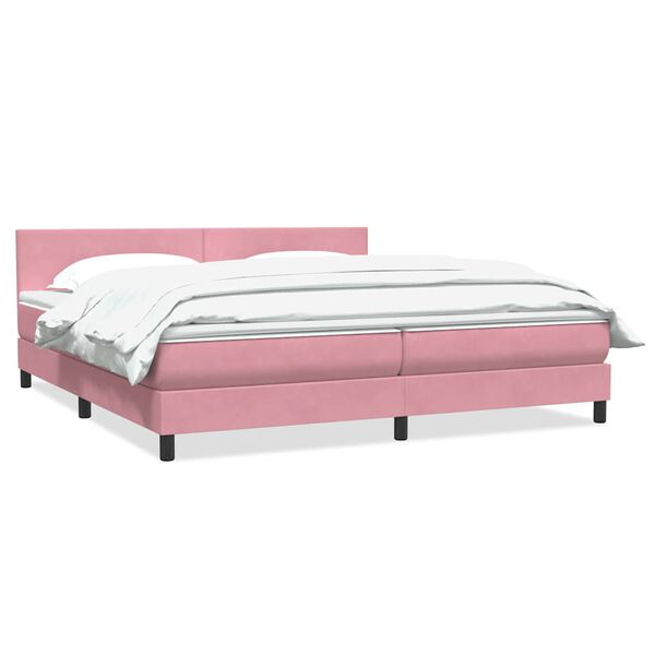 vidaXL Sommier &agrave; lattes de lit avec matelas rose 180x220 cm velours