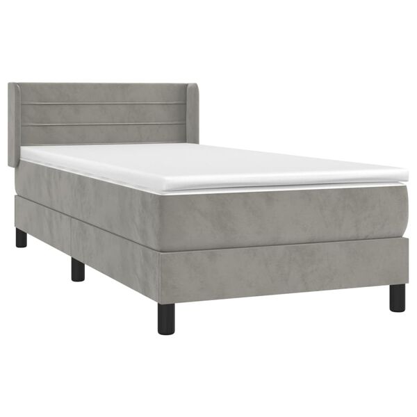 vidaXL Sommier &agrave; lattes de lit et matelas Gris clair 80x200 cm Velours