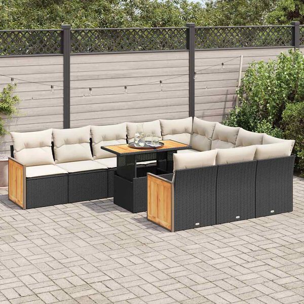 vidaXL Ensemble de canap&eacute;s de jardin 11 pcs et coussins rotin acacia
